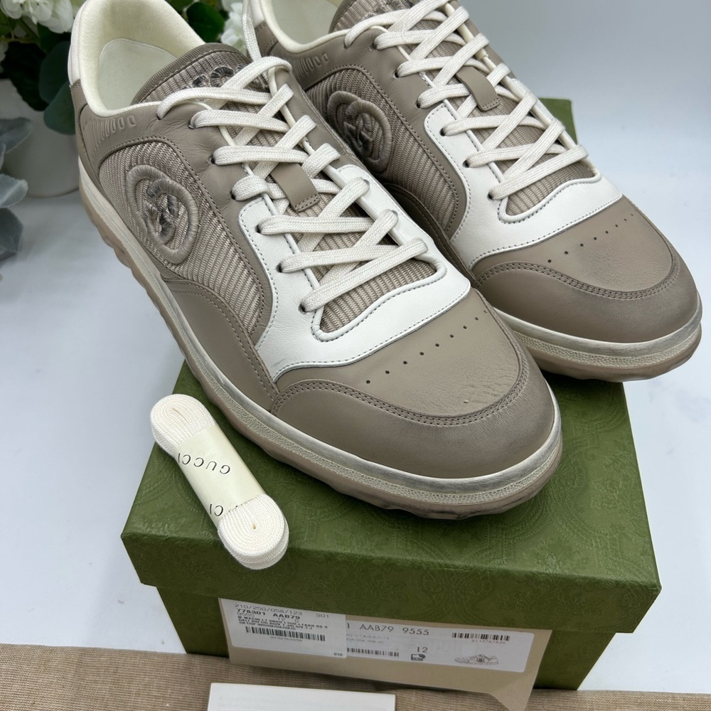Men's Gucci Mac 80 Dune beige low top sneakers size 12 made in Italy